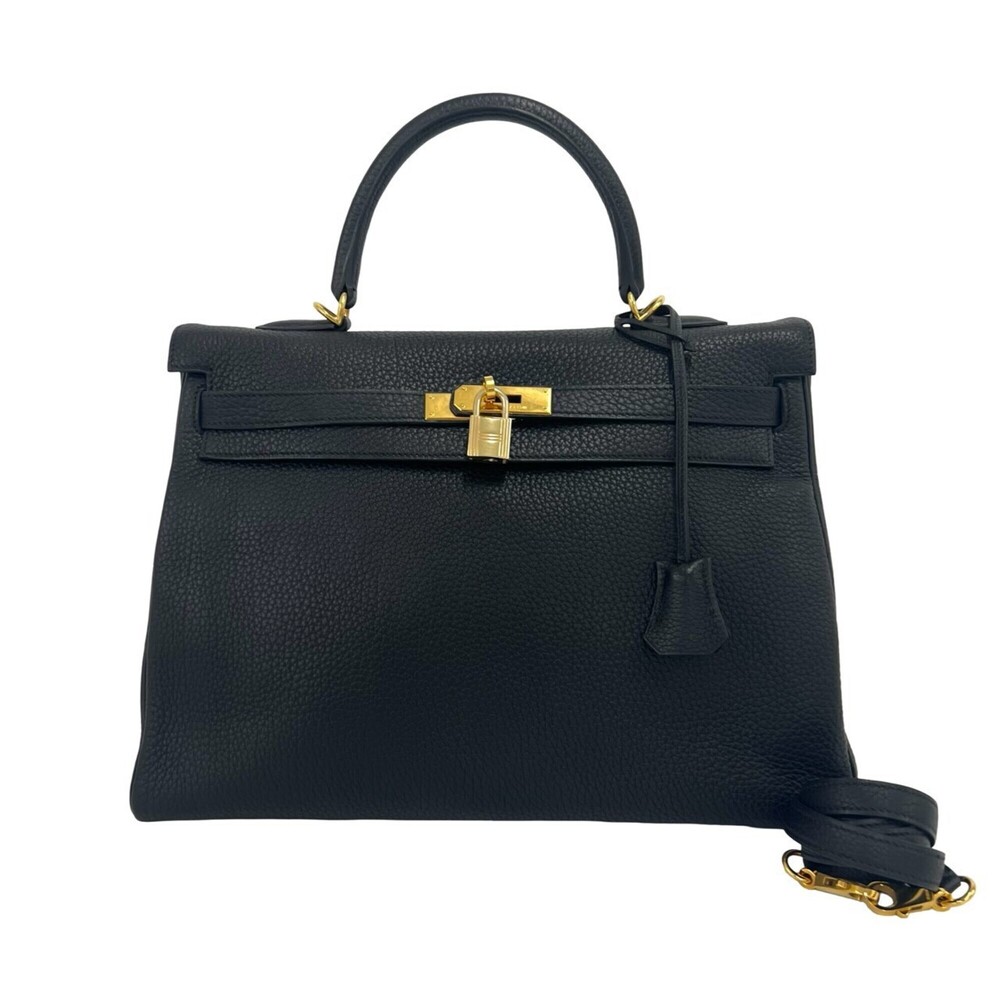 HERMES Kelly 35 Togo 2-way Shoulder Bag/Handbag Black 61505